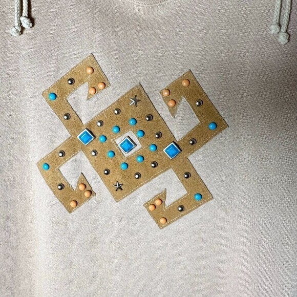 Adolfo Sport Vintage Deadstock Tunic Sweater Fringe Jeweled Drop Shoulder Medium - Picture 3 of 6